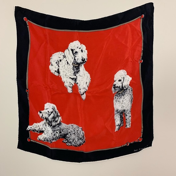 eco Accessories - Vintage Poodle ECHO Silk Scarf with leash border
